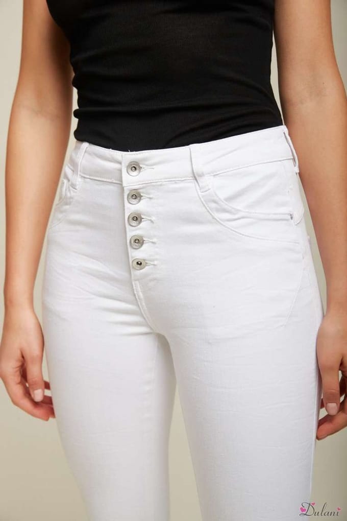 Broek Toxik3 5 button slim fit wit