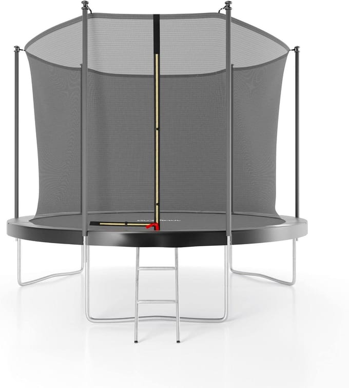 Trampoline met Net - Springkussen Tuin - Buiten Spelen - Inclusief Veiligheidsnet - 305 cm Diameter - Wit en Grijs