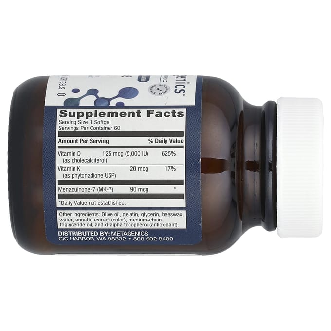 Metagenics, Vitamine D3 5000 + K, 60 softgels