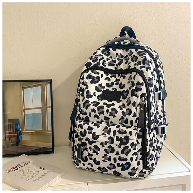 Nouveau Sac à Dos Harajuku Vent Vache Léopard Sac à Dos Collège Léger Campus Étudiants Sac à Dos. . black