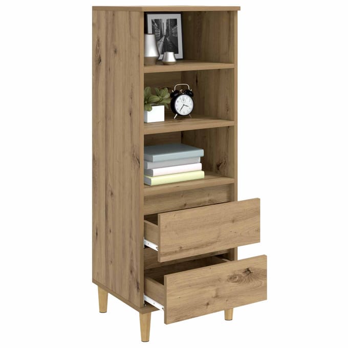 vidaXL - Highboard - Artisanaal - eiken - 40 - x - 36 - x - 110 - cm - Bewerkt - hout