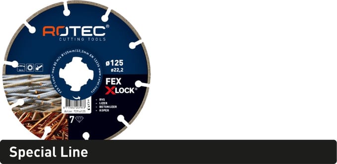 Rotec diamantzaag FEX - X-Lock, Ø125 x 2,2 x 22,2 mm.