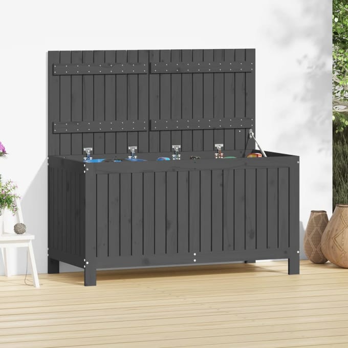 vidaXL - Tuinbox - 121x55x64 - cm - massief - grenenhout - grijs