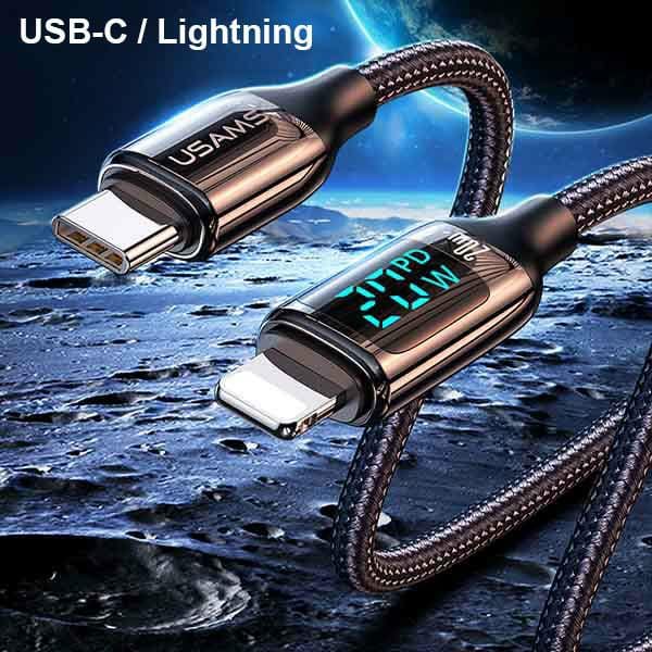 USAMS U78 - USB-C naar Lightning Kabel - 20W Snelladen - 1.2m - Wit