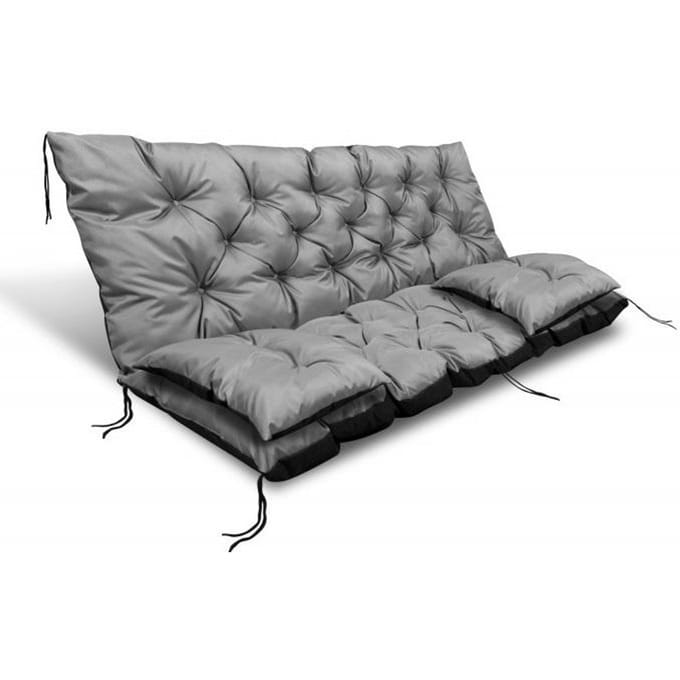 Tuinkussen 100x60x50 cm + 2 kussens voor schommelbank waterdicht grijs