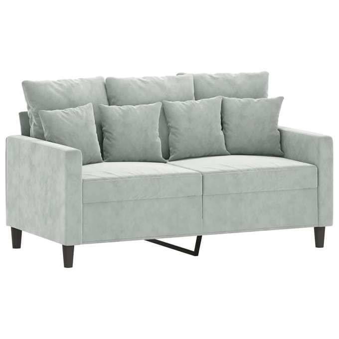 vidaXL - 2-delige - Loungeset - met - kussens - fluweel - lichtgrijs