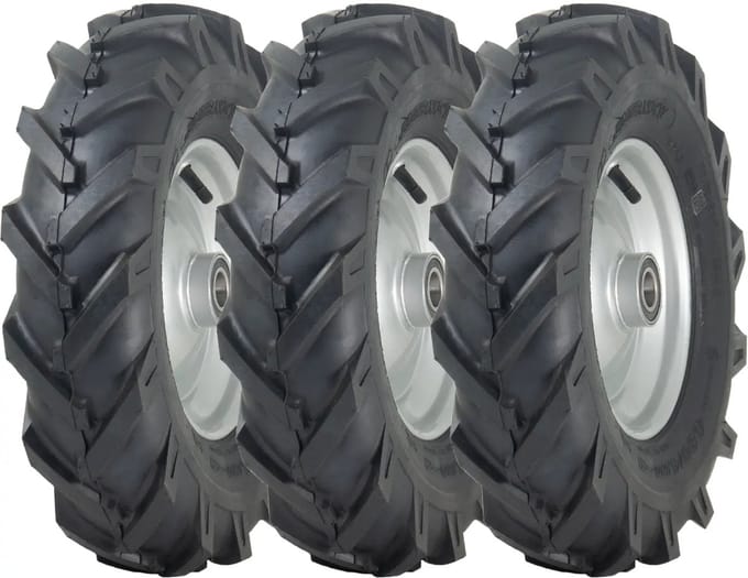 4.80/4.00-8 Rotovator-velg met open midden en noppen, 25 mm kogellager (set van 3)