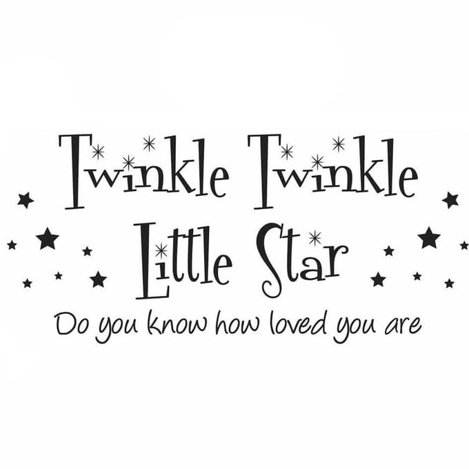 Twinkle Little Star Engelse Muursticker Moderne Kamer Kunst Decor Sticker Achtergrond black