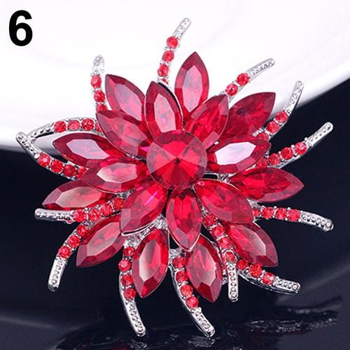 Bruiloft Bruids Grote Bloem Glanzende Strass Dame Sjaal Broche Pin Sieraden Decor paars