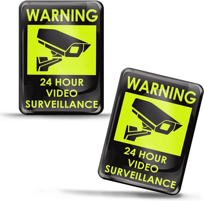 Veiligheidscamera Surveillance Deurstickers 2 Stuks 24 Uur Waarschuwingstekens