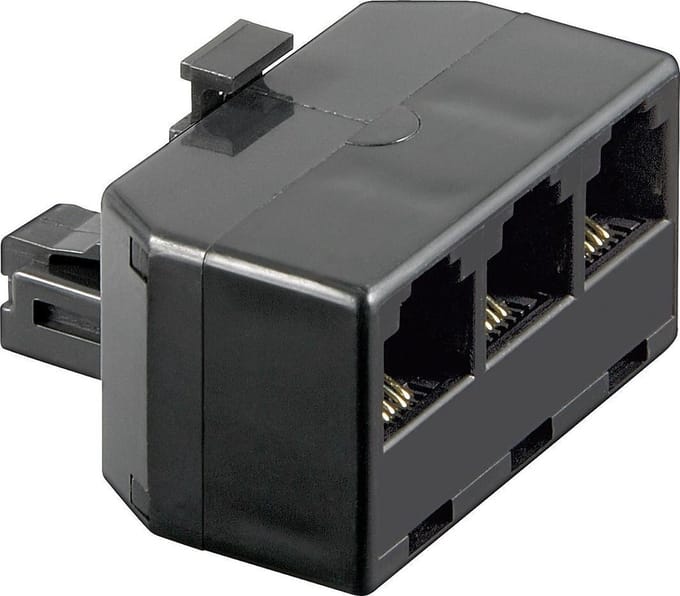 RJ11 (m) - 3x RJ11 (v) telefoon splitter / zwart
