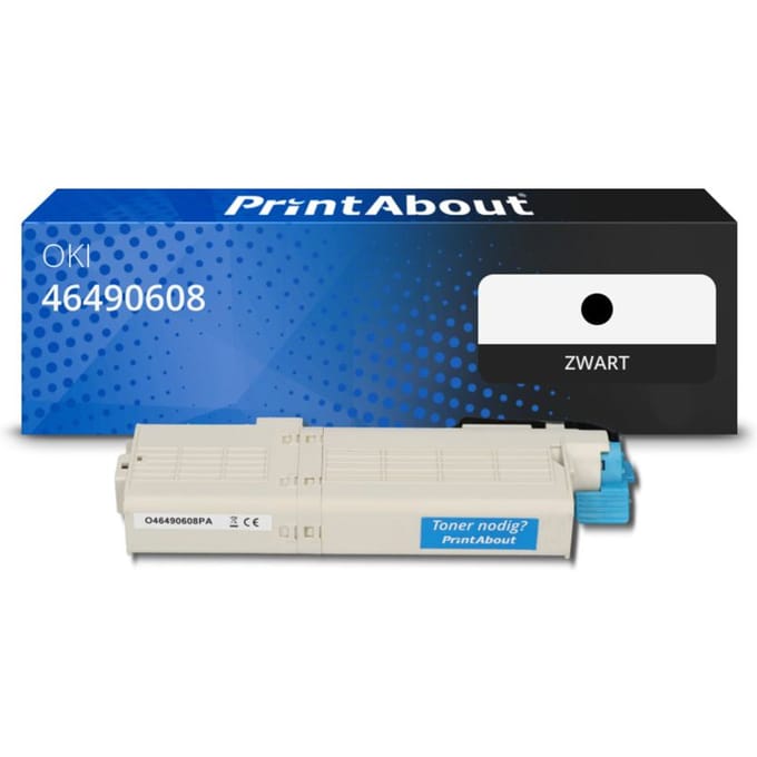PrintAbout huismerk Toner 46490608 Zwart Geschikt voor OKI