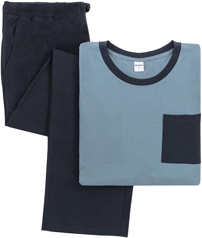 Milanoro - Katoenen pyjama voor heren - Blauw - L
