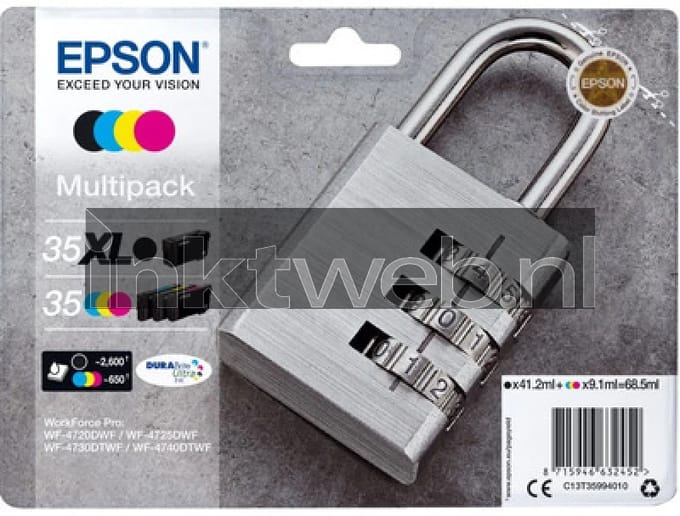 Epson 35XL / 35 Multipack zwart en kleur (Origineel Hoge Capaciteit)