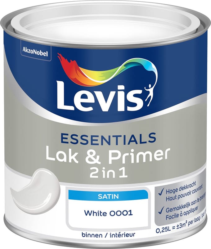 Levis - Essentials Lak & Primer - Wit - 0,25 L