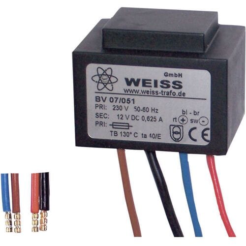 Weiss Elektrotechnik 07/053 Compacte netvoedingstransformator 1 x 230 V 1 x 8 V/AC 10 VA 1250 mA