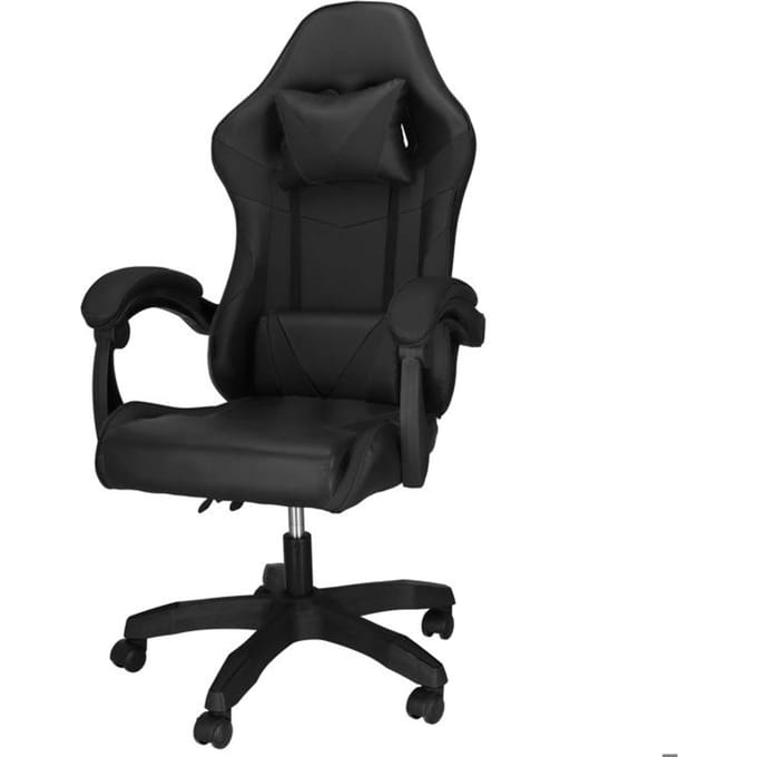 Gaming Fauteuil - SPRINGOS - Ergonomisch - In Hoogte Verstelbaar - Met Hoofdsteun en Voetensteun zwart