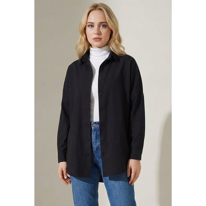 Ontspannen Fit Poplin Shirt met Knopsluiting