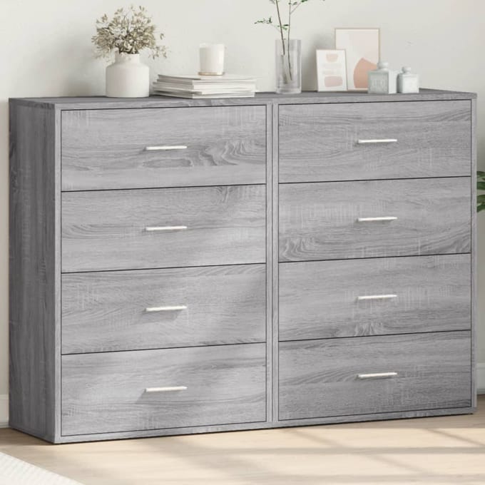 vidaXL - Dressoirs - 2 - st - 60x31x84 - cm - bewerkt - hout - grijs - sonoma - eikenkleur