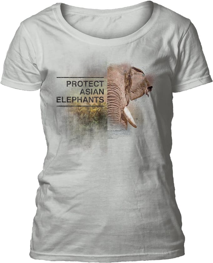 Ladies T-shirt Protect Asian Elephant Grey S