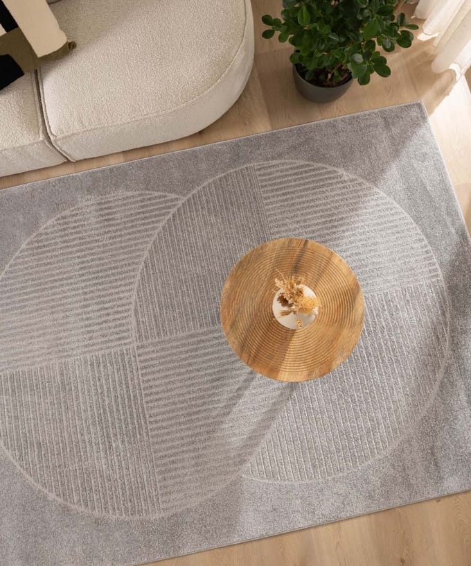 Scandinavisch vloerkleed - Contour Circle grijs 100x200