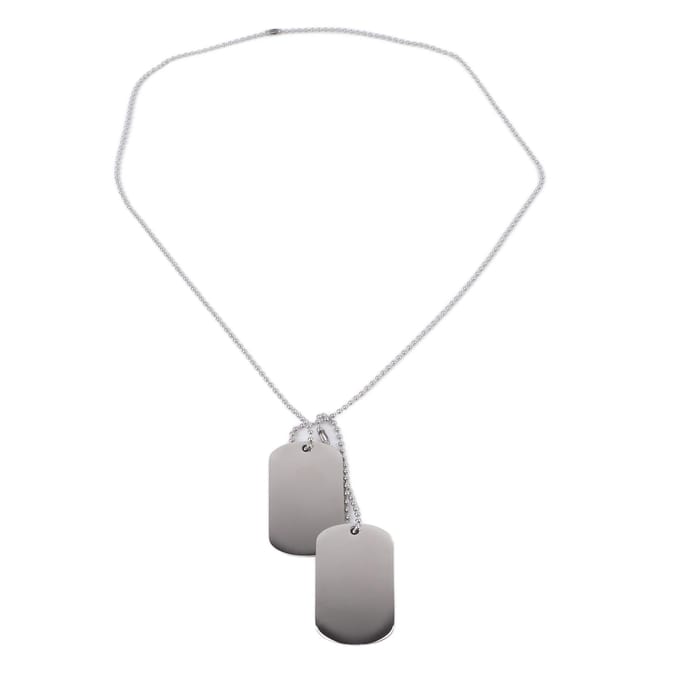Dubbele Tag Hanger Ketting Eenvoudig Modieus Titanium Staal Ketting Sieraden Accessoire voor Straat white