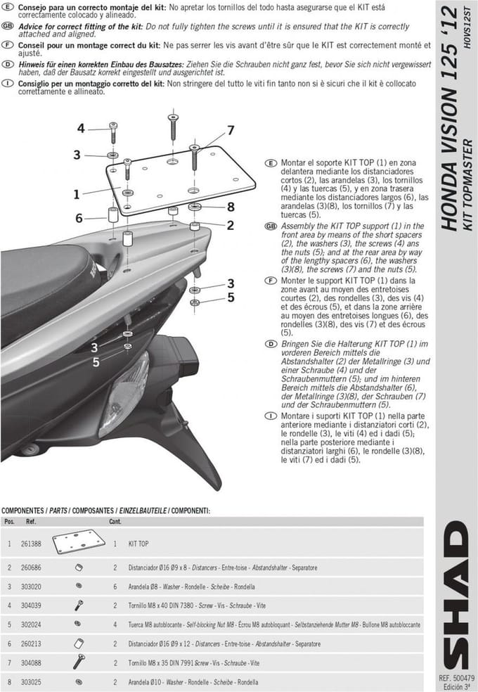 Support de top case Shad pour Deux Roues Honda Neuf