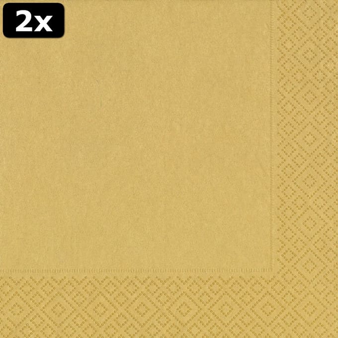 2x Duni servetten Gold 33x33cm