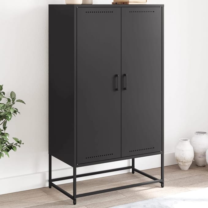 vidaXL - Hoge - kast - 68,5x38,5x123,5 - cm - staal - zwart
