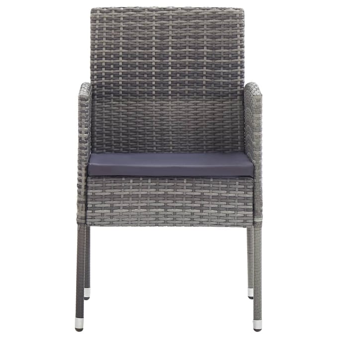 vidaXL - Tuinstoelen - 2 - st - met - donkergrijze - kussens - poly - rattan - grijs