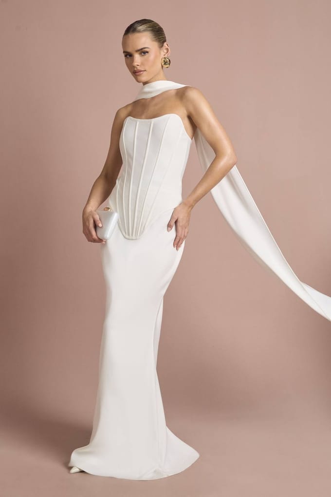 boohoo Dames Bandeau Bandage Corset Top | Ivoor | Maat: 36