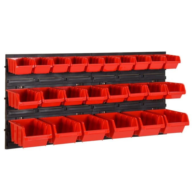 vidaXL - 26-delige - Sorteersysteemset - 77x39 - cm - polypropeen - rood - en - zwart