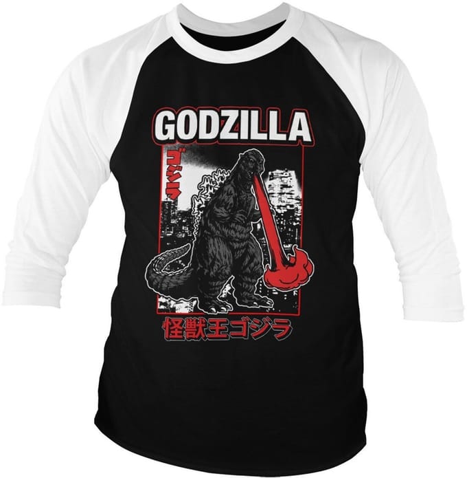 Godzilla - Atomic Breath Baseball T-shirt met 3/4-mouwen Longsleeves White/Black