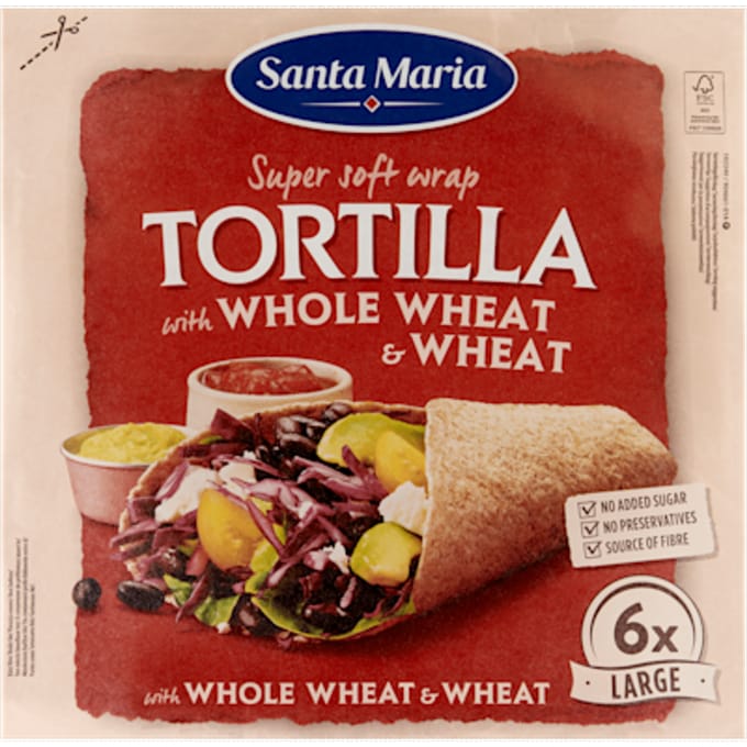 Tortilla wrap met volkorentarwe L 6st