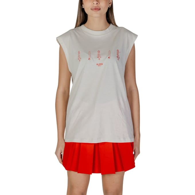 Replay Crème Katoenen Mouwloze T-shirts
