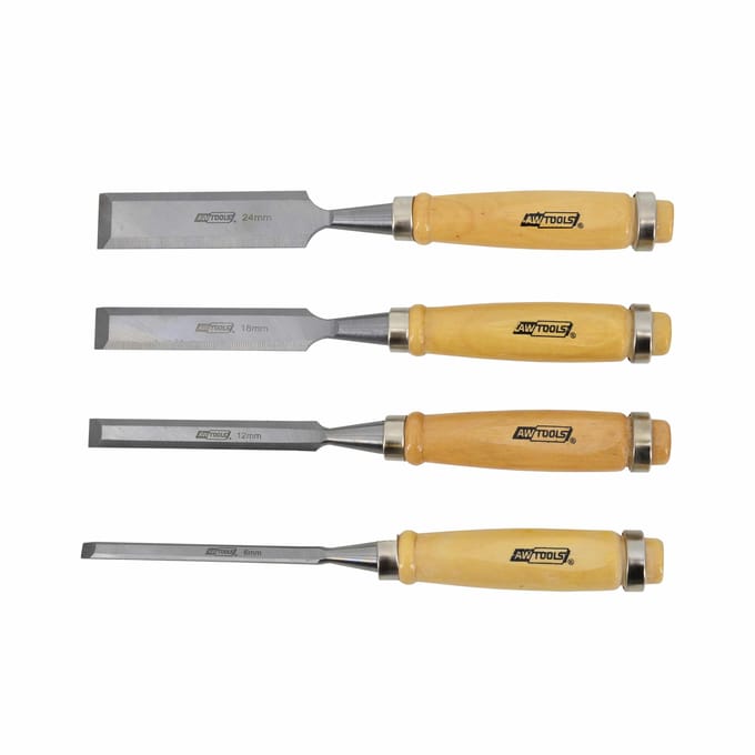 Awtools AW32903 - Houtbeitelset - 4 Stuks - 6mm - 12mm - 18mm - 24mm