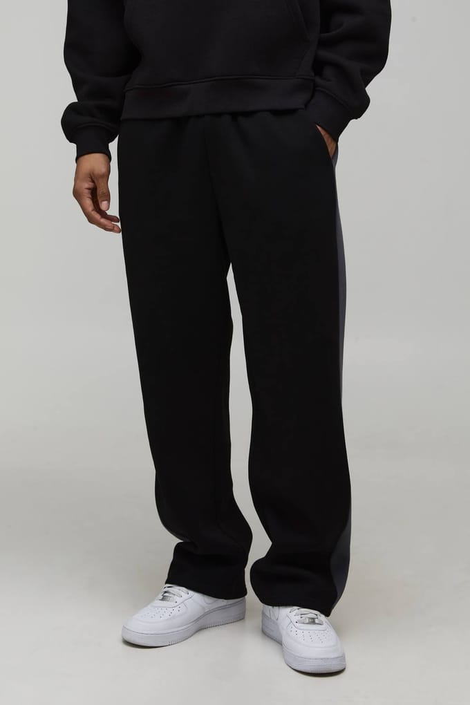 Straight Fit Paneel Joggingbroek | Black | Size Large