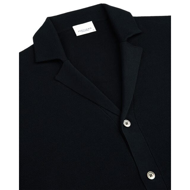 Doorknoop polo Profuomo effen donkerblauw