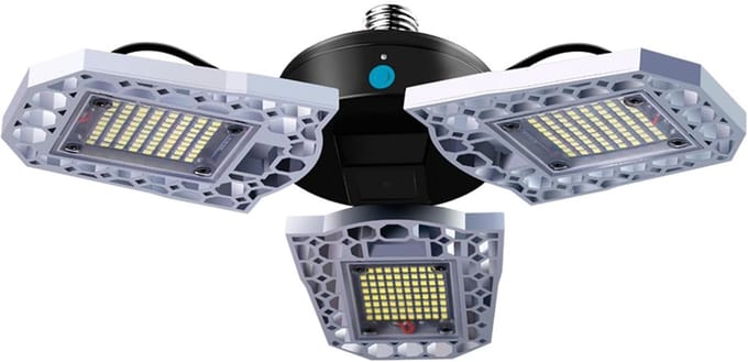 LED Garageverlichting - Industriële Lamp - Ruimte Verlichten - Verstelbare Panelen - 60W - Warm Wit