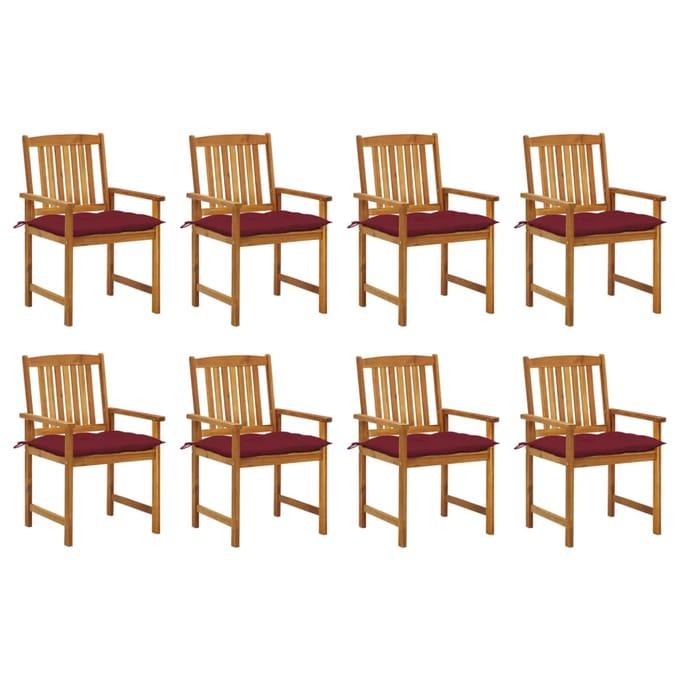 vidaXL - Tuinstoelen - 8 - st - met - kussens - massief - acaciahout