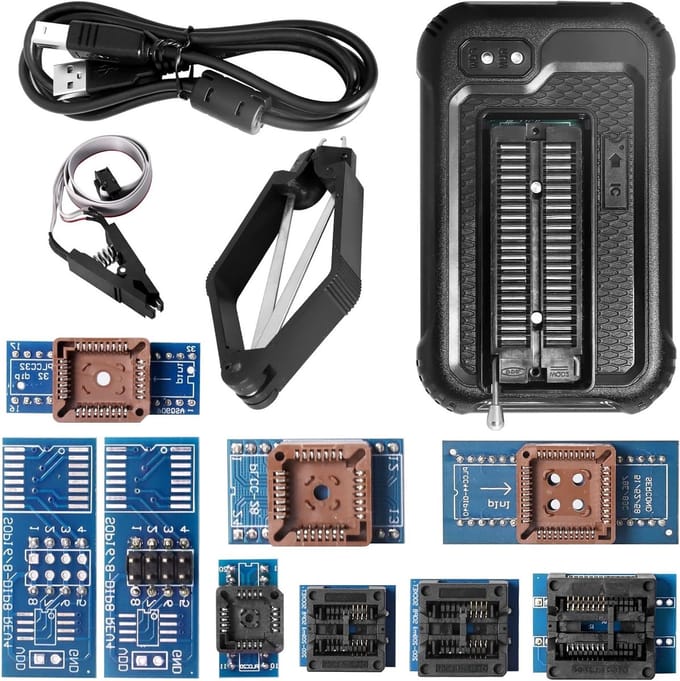 USB Programmeur met 10 Adapters voor SOP8 naar DIP8, Geschikt voor SPI, Nor, NAND Flash en EMMC IC Tester