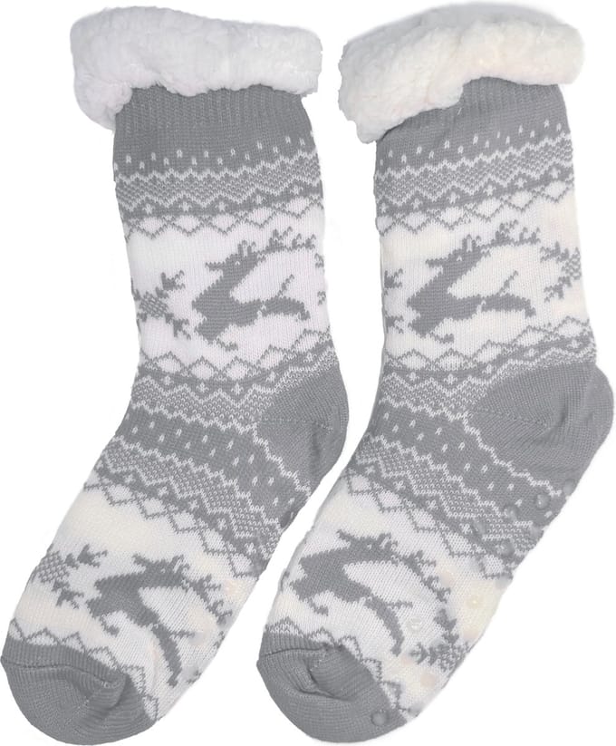 Huissokken Dames - grijs - Thermosokken dames maat 35 / 38 - Mega Warm - 3BMT®