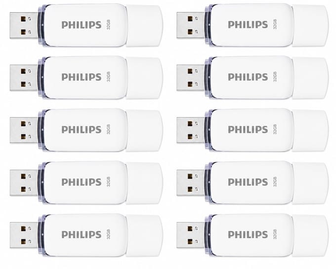 Philips USB stick 2.0 - 32GB - Snow - Wit - 10 stuks