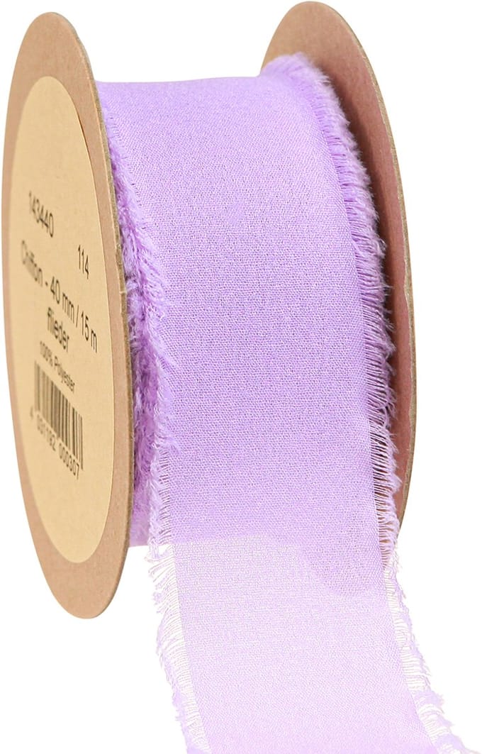 Chiffon lint lila stoffen lint met franjes chiffon 40mm 15m