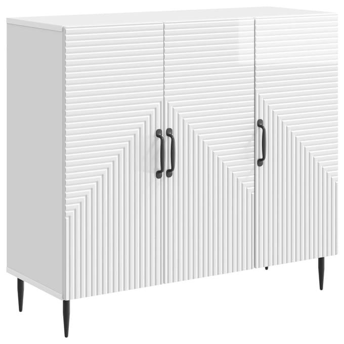 vidaXL - Dressoir - Hoogglans - Wit - 89 - x - 34,5 - x - 80 - cm - Bewerkt - hout