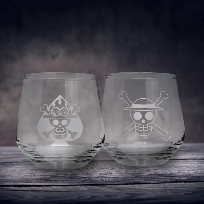 One Piece - Anime Glazenset - Luffy & Ace - voor Geen - transparant