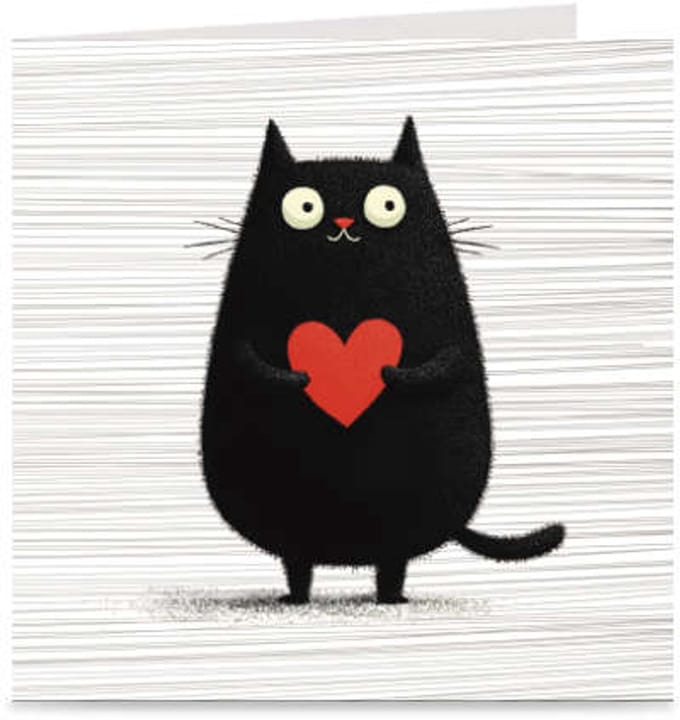 KAT MET HARTJE | blanco kaart / wenskaart met envelop | liefde