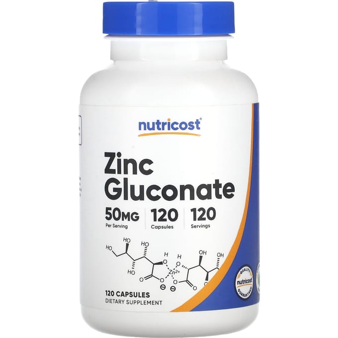Nutricost, zinkgluconaat, 50 mg, 120 capsules