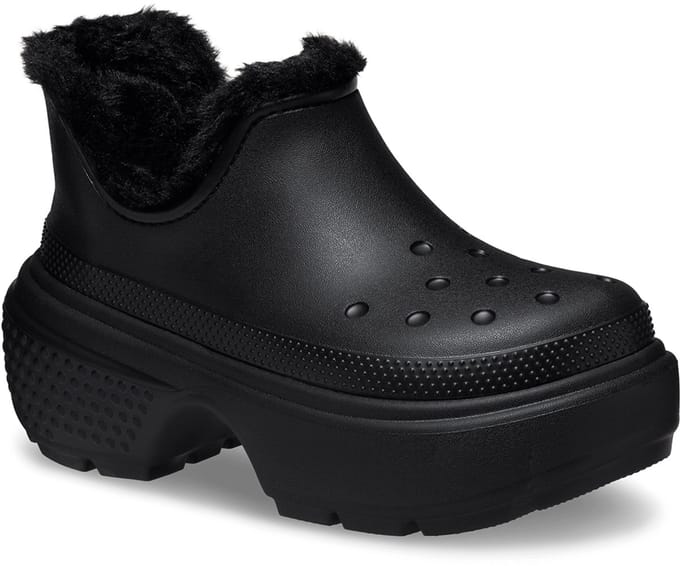 Crocs Stomp Lined Shorty Boot - Dames Botten - Gevoerd - Platform - Zwart/Zwart