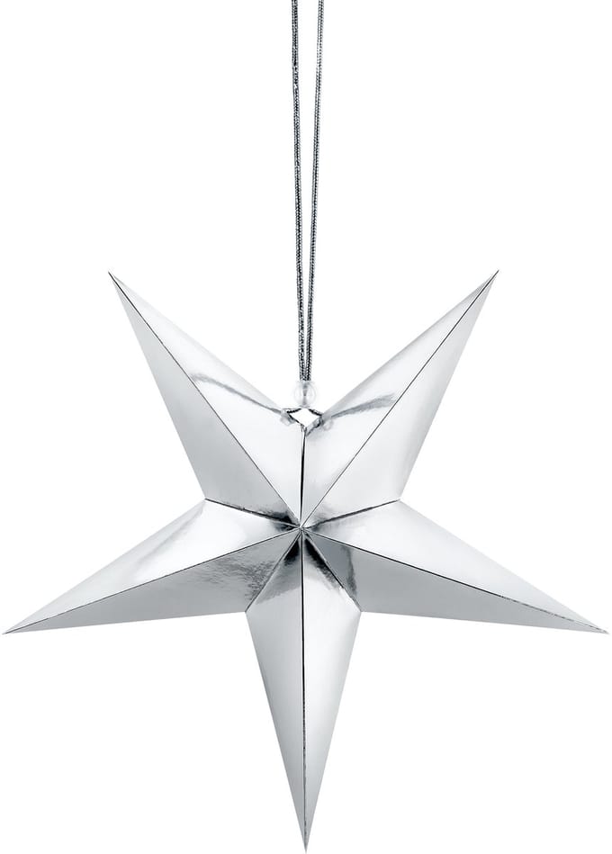 PartyDeco - Hanger Glimmende Ster Zilver (30 cm)